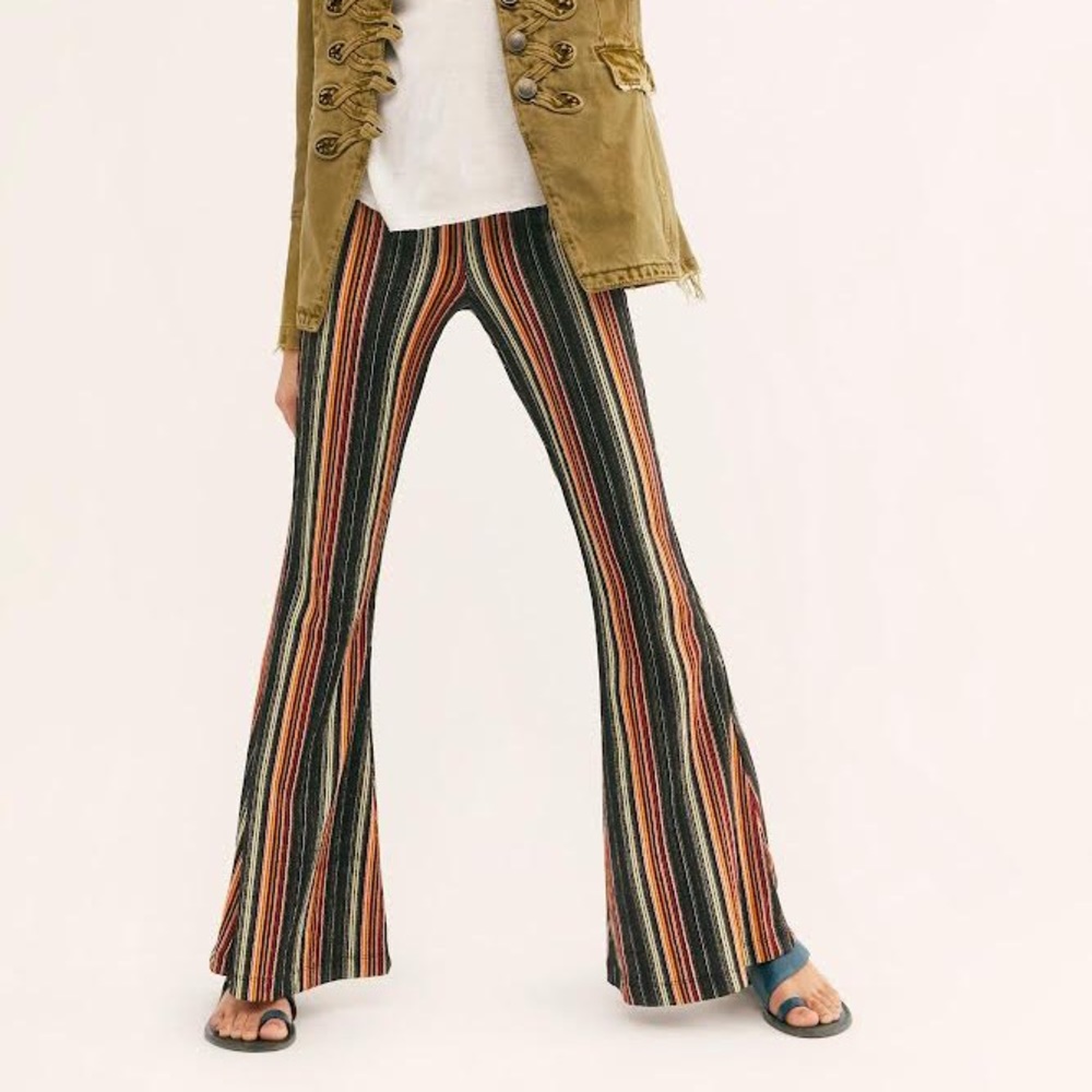 Free People High Rise Striped Bell Bottoms NWT XS